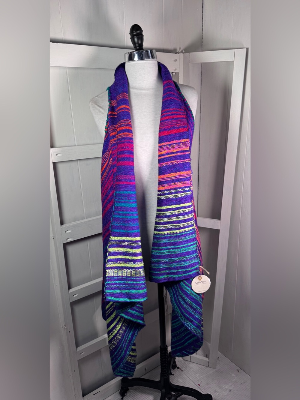 Amaya accessories handwoven in Columbia by women art to wear open vest NWT